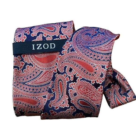 NWT Silk Izod Salmon Paisley Neck Tie - Picture 2 of 9